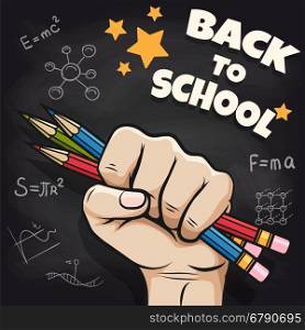 Back to school sketch on blackboard. Back to school sketch on blackboard vector illustration. Back to school on chalkboard background