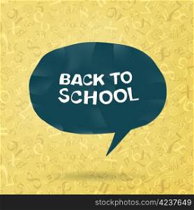 Back to school text in speech bubble on figures and formulas background. Vector illustration, EPS10