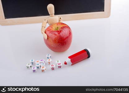 Back to school theme with a red apple