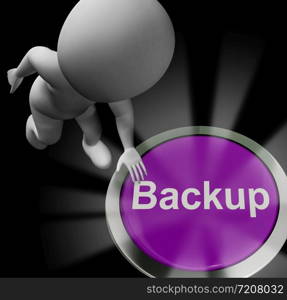 Back up data concept icon shows the importance of a backup plan. A standby for business data with archives for restoration - 3d illustration. Backup Button For Archives And Data Storing