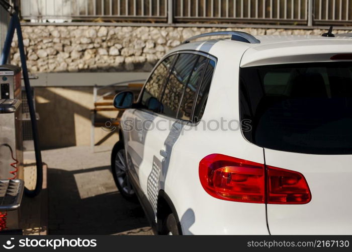 back view beautiful white car