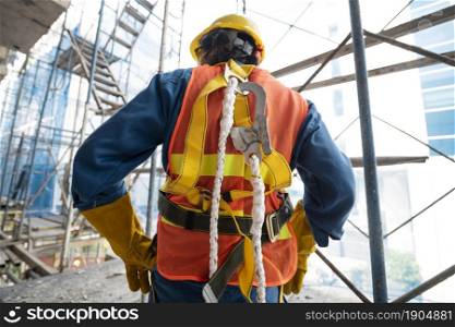 back view man with safety equipment. Beautiful photo. back view man with safety equipment