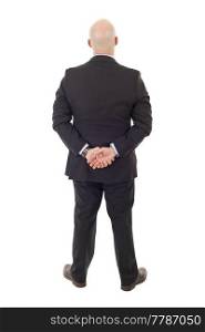 Back view of a businessman thinking, isolated