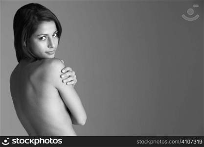 Back View Of Naked Young Woman