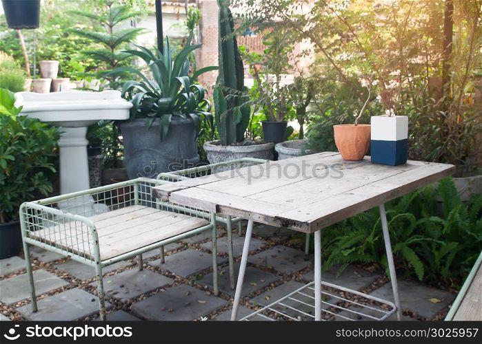 Back yard with outdoor seating, Home and garden concept