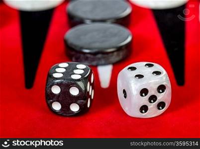 Backgammon Red Board with Dice