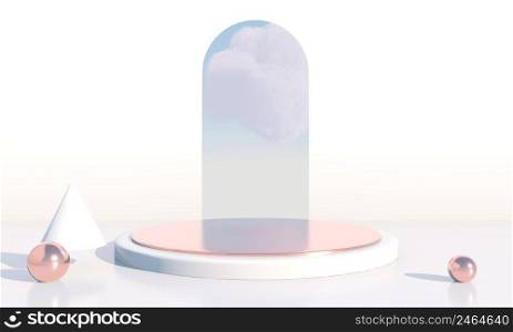 Background 3d rendering with podium and minimal cloud scene, minimal product display background 3d rendered.. Background 3d rendering with podium and minimal cloud scene, minimal product display background.