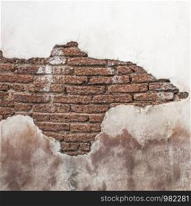 Background and pattern of white walls and brick antique brown.
