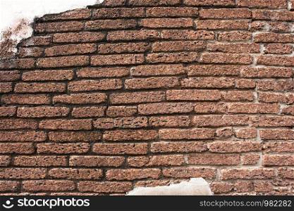 Background and pattern of white walls and brick antique brown.