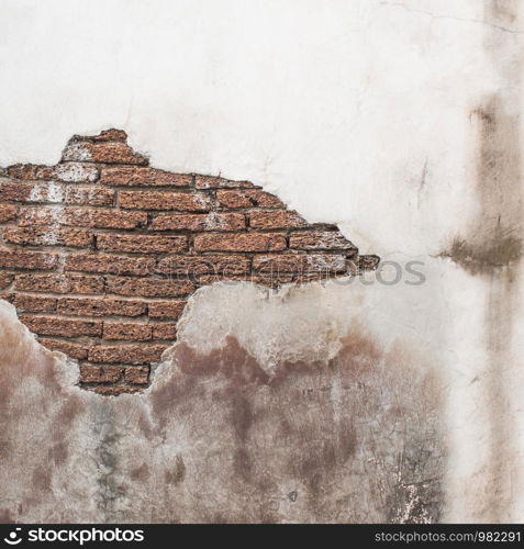 Background and pattern of white walls and brick antique brown.