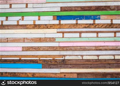 Background and pattern old wood with beautiful colorful.