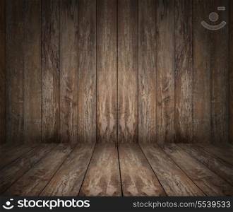 background and texture concept - wooden floor and wall