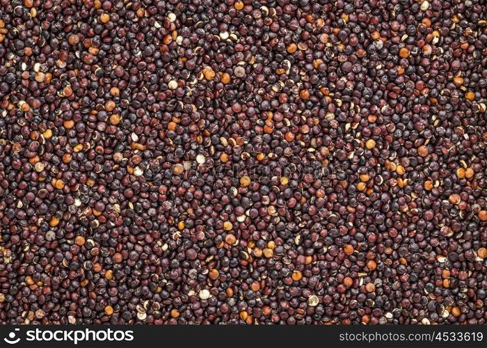 background and texture of gluten free black quinoa grain, grown in Bolivia
