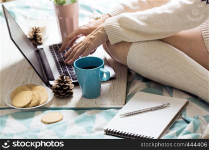 background - beautiful cozy morning and the girl is planning her day