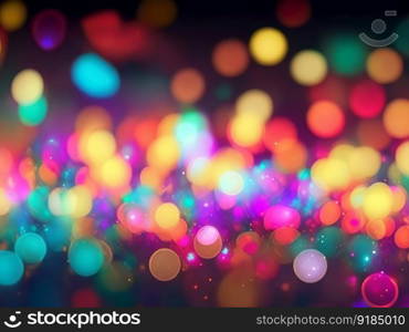 Background bokeh is blurred by abstract lights. opulent, vibrant bokeh backdrop. Generative AI.