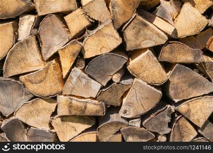 Background, close up image of an firewood wall