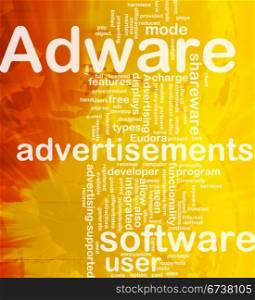 Background concept wordcloud illustration of adware international. Adware background concept