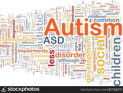 Background concept wordcloud illustration of autism. Autism background concept