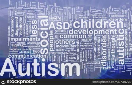 Background concept wordcloud illustration of autism international. Autism background concept