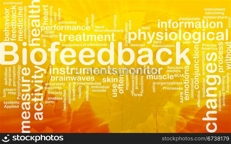 Background concept wordcloud illustration of biofeedback international. Biofeedback background concept