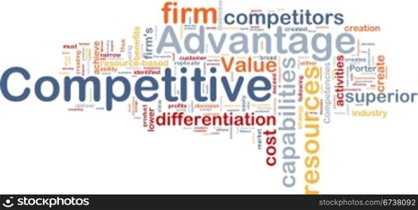 Background concept wordcloud illustration of business competitive advantage. Competitive advantage background concept