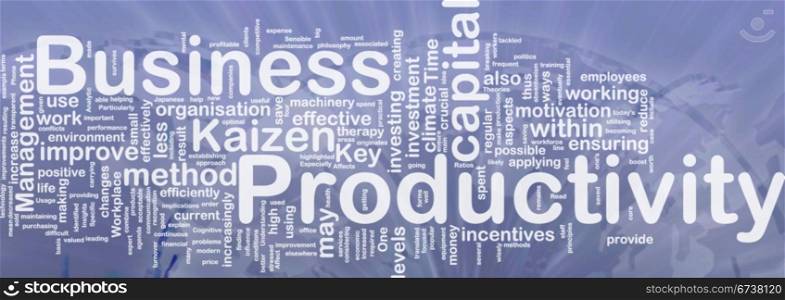 Background concept wordcloud illustration of business productivity international. Business productivity background concept