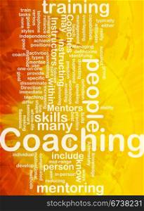 Background concept wordcloud illustration of coaching international. Coaching background concept