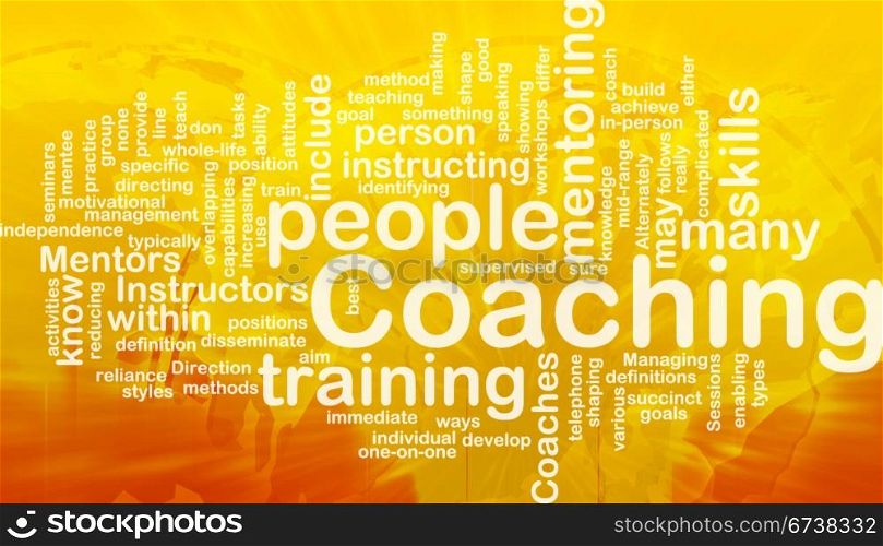 Background concept wordcloud illustration of coaching international. Coaching background concept