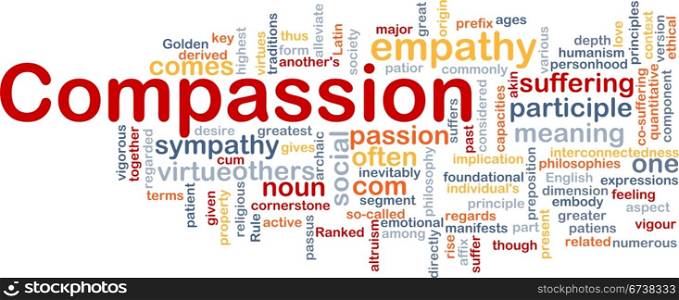 Background concept wordcloud illustration of compassion. Compassion background concept