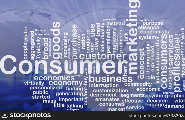 Background concept wordcloud illustration of consumer international. Consumer background concept