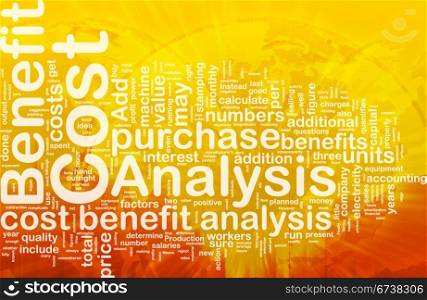 Background concept wordcloud illustration of cost benefit analysis international. Cost benefit analysis background concept