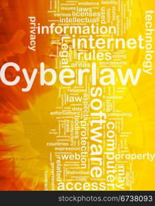 Background concept wordcloud illustration of cyberlaw international. Cyberlaw background concept