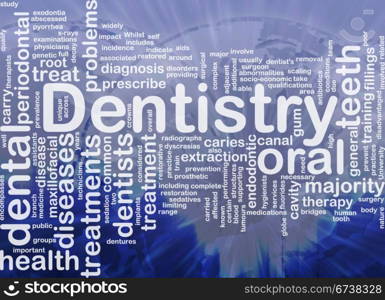 Background concept wordcloud illustration of dentistry international. Dentistry background concept