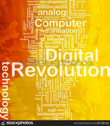 Background concept wordcloud illustration of digital revolution international. Digital revolution background concept