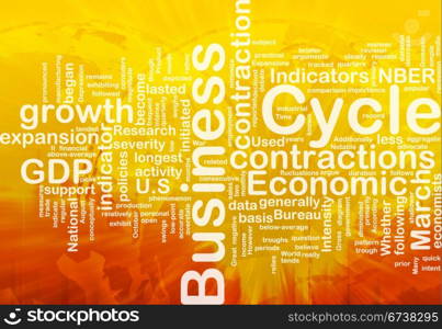 Background concept wordcloud illustration of economic business cycle international. Business cycle background concept