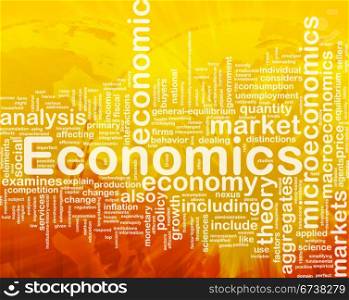 Background concept wordcloud illustration of economics international. Economics background concept