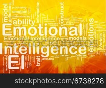 Background concept wordcloud illustration of emotional intelligence international. Emotional intelligence background concept