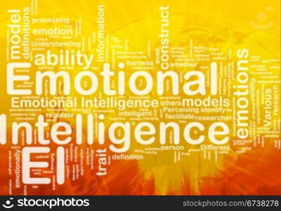 Background concept wordcloud illustration of emotional intelligence international. Emotional intelligence background concept