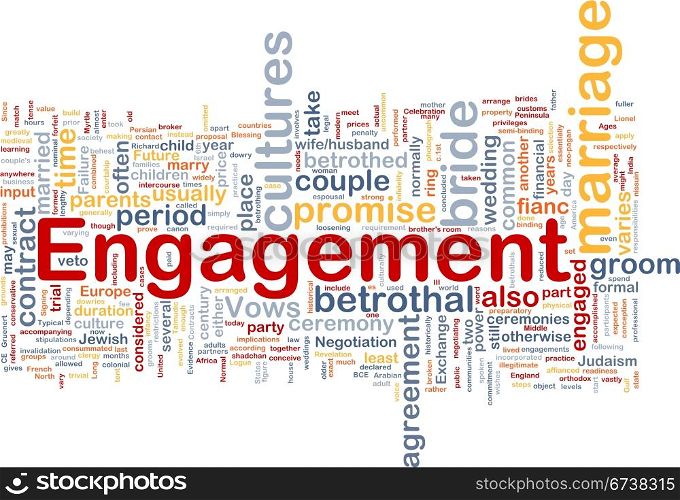 Background concept wordcloud illustration of engagement. Engagement background concept