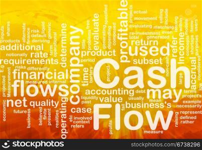 Background concept wordcloud illustration of flow cash international. Flow cash is bone background concept