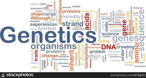 Background concept wordcloud illustration of genetics dna genes. Genetics dna background concept