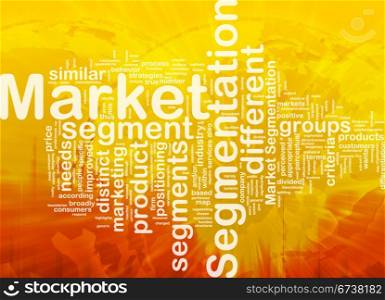 Background concept wordcloud illustration of market segmentation international. Market segmentation background concept