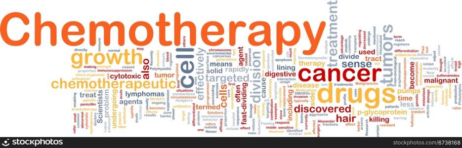 Background concept wordcloud illustration of medical chemotherapy treatment. Medical chemotherapy background concept