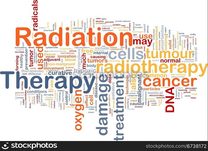 Background concept wordcloud illustration of medical radiation therapy. Radiation therapy background concept