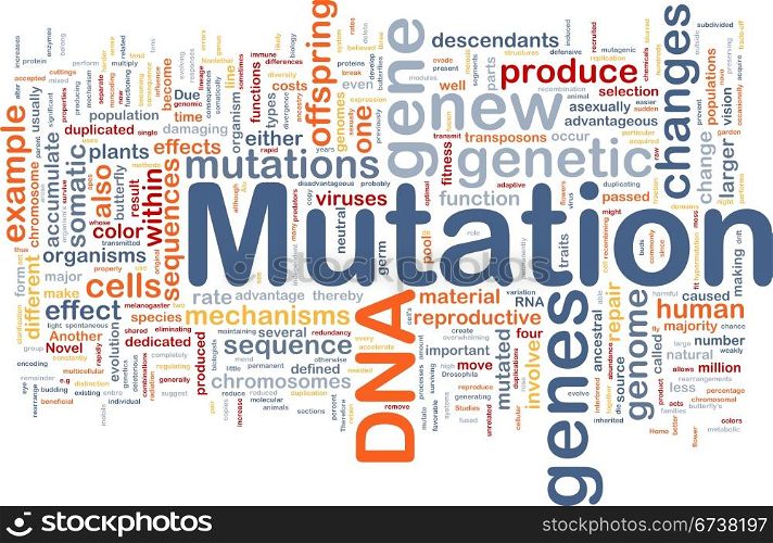 Background concept wordcloud illustration of mutation. Mutation background concept