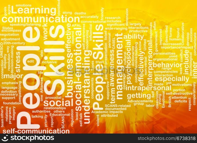 Background concept wordcloud illustration of people skills international. People skills background concept