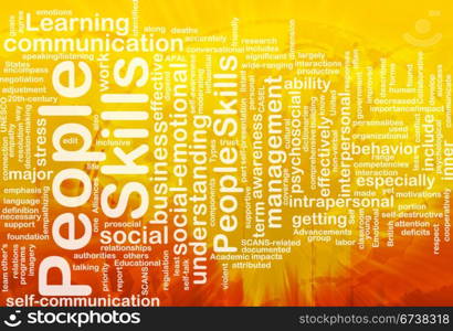 Background concept wordcloud illustration of people skills international. People skills background concept