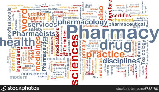 Background concept wordcloud illustration of pharmacy. Pharmacy background concept