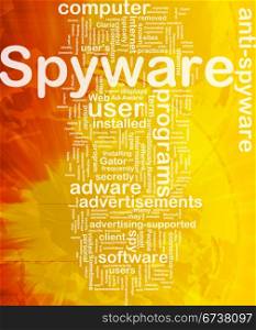 Background concept wordcloud illustration of spyware international. Spyware background concept
