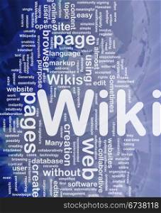 Background concept wordcloud illustration of wiki international. Wiki background concept